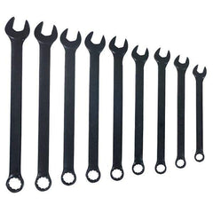 Blackhawk by Proto - 9 Piece, 1/4" to 3/4", 12 Point Combination Wrench - Inch Measurement Standard, Black Finish, Comes in Vinyl Roll - Eagle Tool & Supply