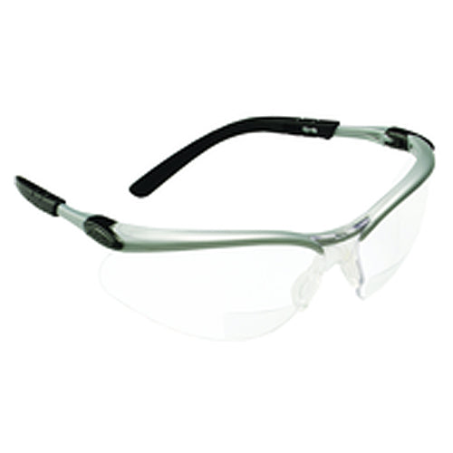 ‎3M BX Reader Protective Eyewear 11376-00000-20 Clear Lens Silver Frame +2.5 Diopter - Eagle Tool & Supply