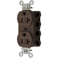 Hubbell Wiring Device-Kellems - 125V 20A NEMA 5-20R Specification Grade Brown Straight Blade Duplex Receptacle - Eagle Tool & Supply