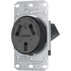 Hubbell Wiring Device-Kellems - 125/250 VAC 50A NEMA 10-50R Residential Grade Black Straight Blade Single Receptacle - Eagle Tool & Supply