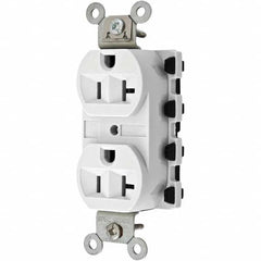 Hubbell Wiring Device-Kellems - 125V 20A NEMA 5-20R Specification Grade White Straight Blade Duplex Receptacle - Eagle Tool & Supply