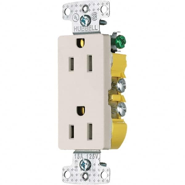 Hubbell Wiring Device-Kellems - 125V 15A NEMA 5-15R Residential Grade Light Almond Straight Blade Duplex Receptacle - Eagle Tool & Supply