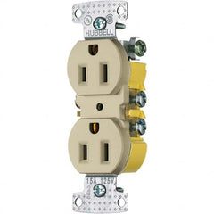 Hubbell Wiring Device-Kellems - 125V 15A NEMA 5-15R Residential Grade Ivory Straight Blade Duplex Receptacle - Eagle Tool & Supply