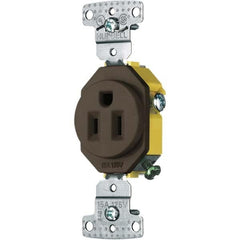 Hubbell Wiring Device-Kellems - 125V 15A NEMA 5-15R Residential Grade Brown Straight Blade Single Receptacle - Eagle Tool & Supply