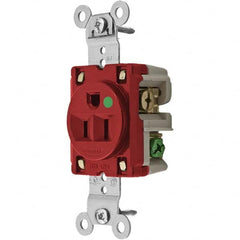 Hubbell Wiring Device-Kellems - 125V 15A NEMA 5-15R Hospital Grade Red Straight Blade Single Receptacle - Eagle Tool & Supply