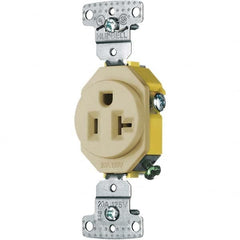 Hubbell Wiring Device-Kellems - 125V 20A NEMA 5-20R Residential Grade Ivory Straight Blade Single Receptacle - Eagle Tool & Supply