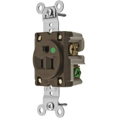 Hubbell Wiring Device-Kellems - 125V 15A NEMA 5-15R Hospital Grade Brown Straight Blade Single Receptacle - Eagle Tool & Supply