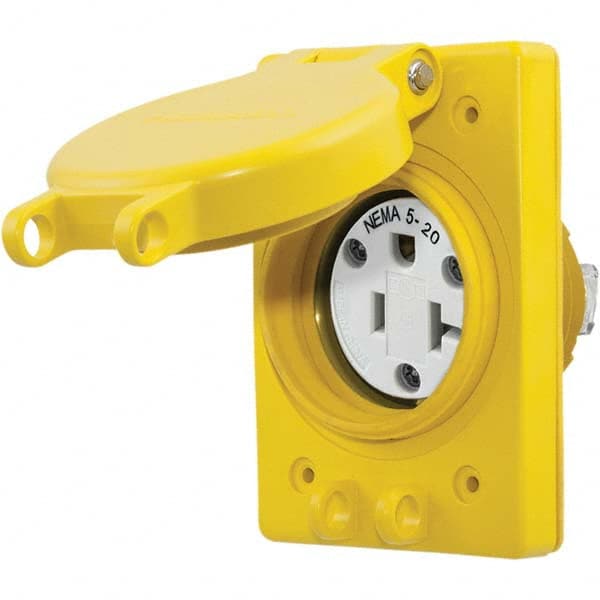 Hubbell Wiring Device-Kellems - 125V 20A NEMA 5-20R Industrial Grade Yellow Straight Blade Single Receptacle - Eagle Tool & Supply