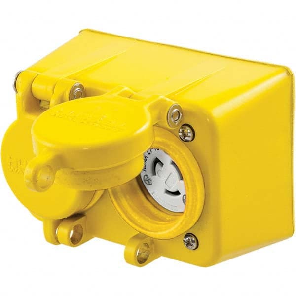 Hubbell Wiring Device-Kellems - 277 VAC 15A NEMA 7-15R Industrial Grade Yellow Straight Blade Duplex Receptacle - Eagle Tool & Supply