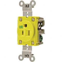 Hubbell Wiring Device-Kellems - 125V 15A NEMA 5-15R Industrial Grade Yellow Straight Blade Single Receptacle - Eagle Tool & Supply