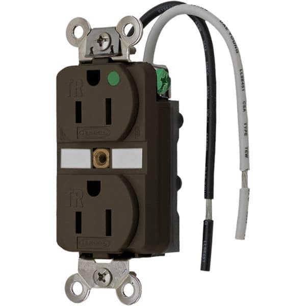 Hubbell Wiring Device-Kellems - 125V 15A NEMA 5-15R Hospital Grade Brown Straight Blade Duplex Receptacle - Eagle Tool & Supply