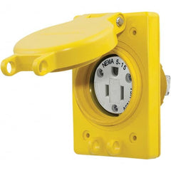 Hubbell Wiring Device-Kellems - 125V 15A NEMA 5-15R Industrial Grade Yellow Straight Blade Single Receptacle - Eagle Tool & Supply