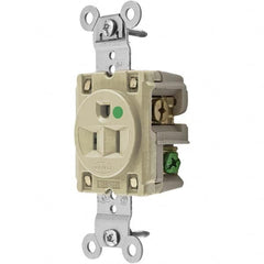 Hubbell Wiring Device-Kellems - 125V 15A NEMA 5-15R Hospital Grade Ivory Straight Blade Single Receptacle - Eagle Tool & Supply