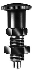 KIPP - 1/2-13, 17mm Thread Length, 6mm Plunger Diam, Lockout Knob Handle Indexing Plunger - Plunger Style B, 20mm Body Length, 56mm OAL, Steel - Eagle Tool & Supply