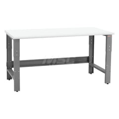 Stationary Work Bench: 72″ Wide, 24″ Deep, 36″ High, Gray & White 1,200 lb Capacity