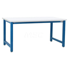 Stationary Work Bench: 48″ Wide, 30″ Deep, 34″ High, Light Blue & White 6,600 lb Capacity