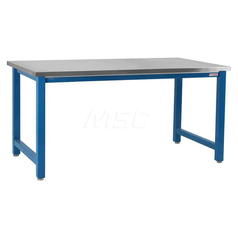 Stationary Work Bench: 117″ Wide, 36″ Deep, 34″ High, Light Blue 6,600 lb Capacity