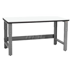 Stationary Work Bench: 120″ Wide, 36″ Deep, 36″ High, Gray & White 1,200 lb Capacity