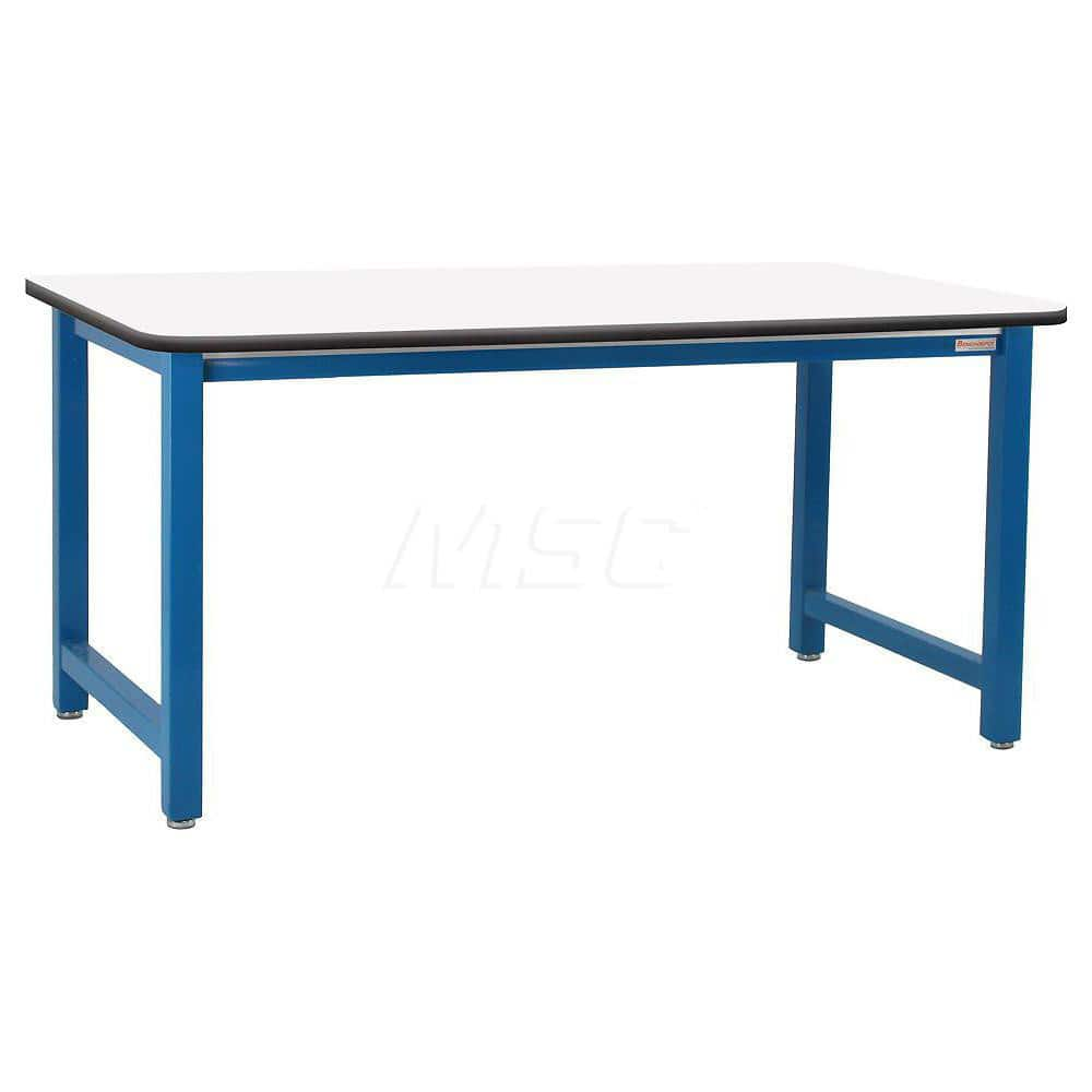 Stationary Work Bench: 36″ Wide, 36″ Deep, 34″ High, Light Blue & White 6,600 lb Capacity