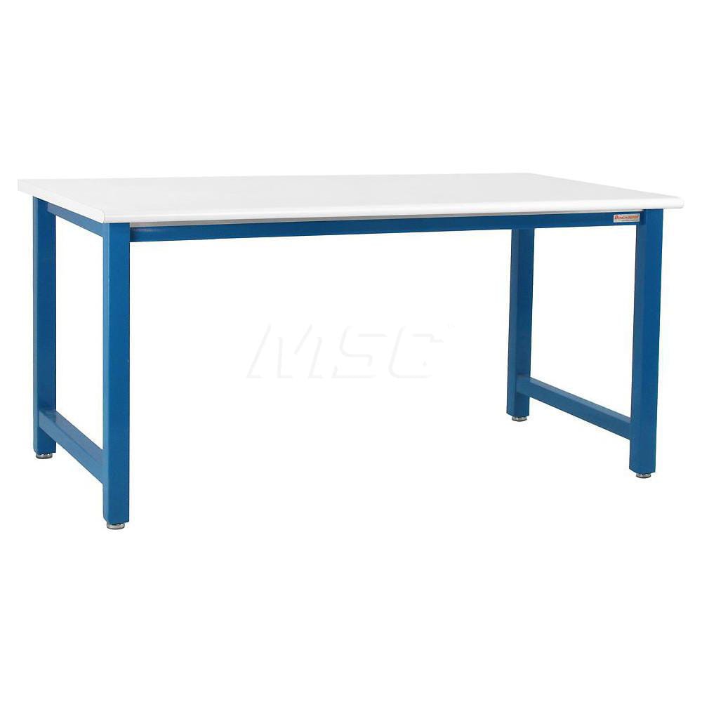 Stationary Work Bench: 72″ Wide, 36″ Deep, 34″ High, Light Blue 6,600 lb Capacity