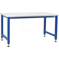 Stationary Work Bench: 48″ Wide, 24″ Deep, 42″ High, Light Blue & White 1,000 lb Capacity