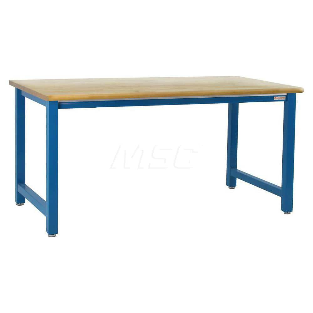 Stationary Work Bench: 120″ Wide, 30″ Deep, 34″ High, Light Blue 6,600 lb Capacity