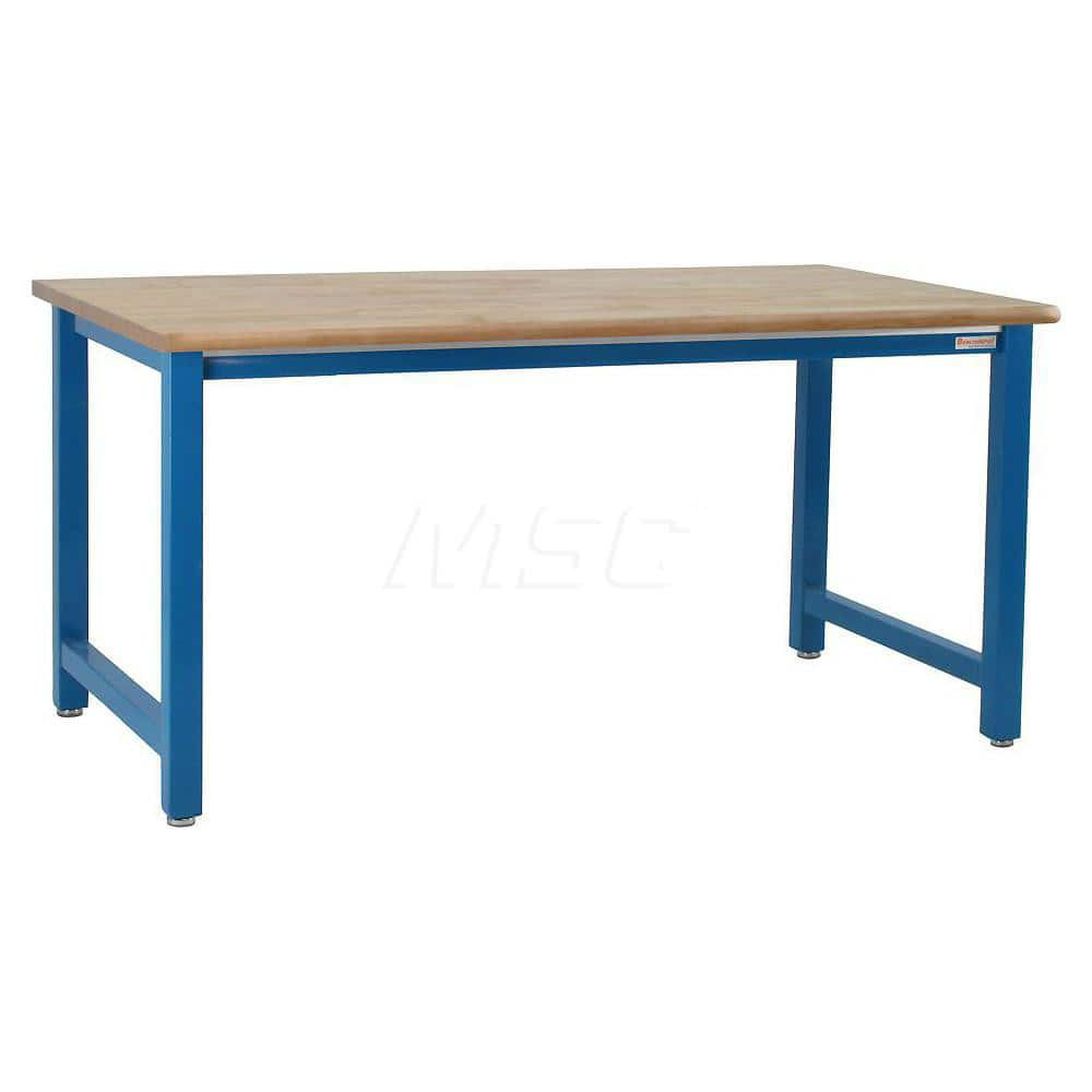 Stationary Work Bench: 120″ Wide, 36″ Deep, 34″ High, Light Blue 6,600 lb Capacity