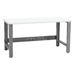 Stationary Work Bench: 96″ Wide, 36″ Deep, 36″ High, Gray & White 1,200 lb Capacity