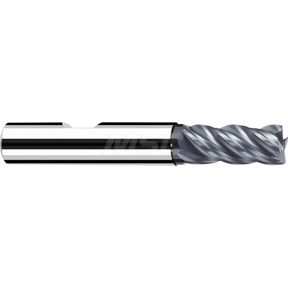 Square End Mill: 0.1575'' Dia, 0.4331'' LOC, 0.1575'' Shank Dia, 1.9685'' OAL, 3 Flutes, Solid Carbide Single End, Polychrom Finish, Spiral Flute, 40 ™ Variable Helix, Centercutting, RH Cut, RH Flute, Series Favora