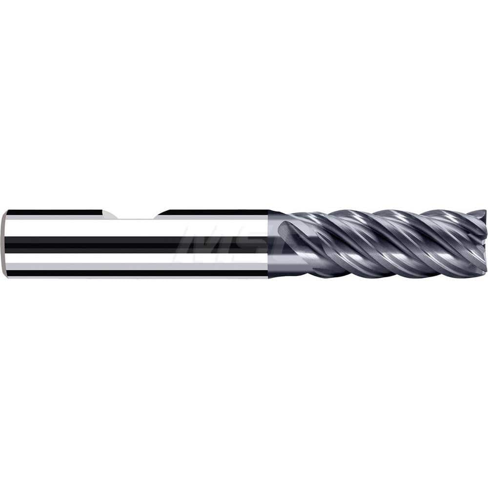 Square End Mill: 3/16'' Dia, 3/8'' LOC, 1/4'' Shank Dia, 2-1/4'' OAL, 5 Flutes, Solid Carbide Single End, Polychrom Finish, Spiral Flute, 45 ™ Variable Helix, Centercutting, RH Cut, RH Flute, Series E-Cut