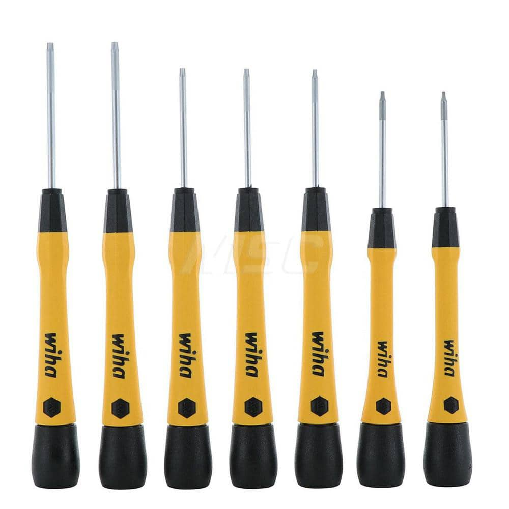 Torx Driver Sets; Torx Size Range: T5 - T10; Number of Pieces: 7.000; Container Type: Box; Handle Type: ESD Safe; Additional Information: Torx: T4, T5, T6, T7, T8, T9, T10; Handle Type: ESD Safe; Finish/Coating: Chrome; Tool Type: Torx