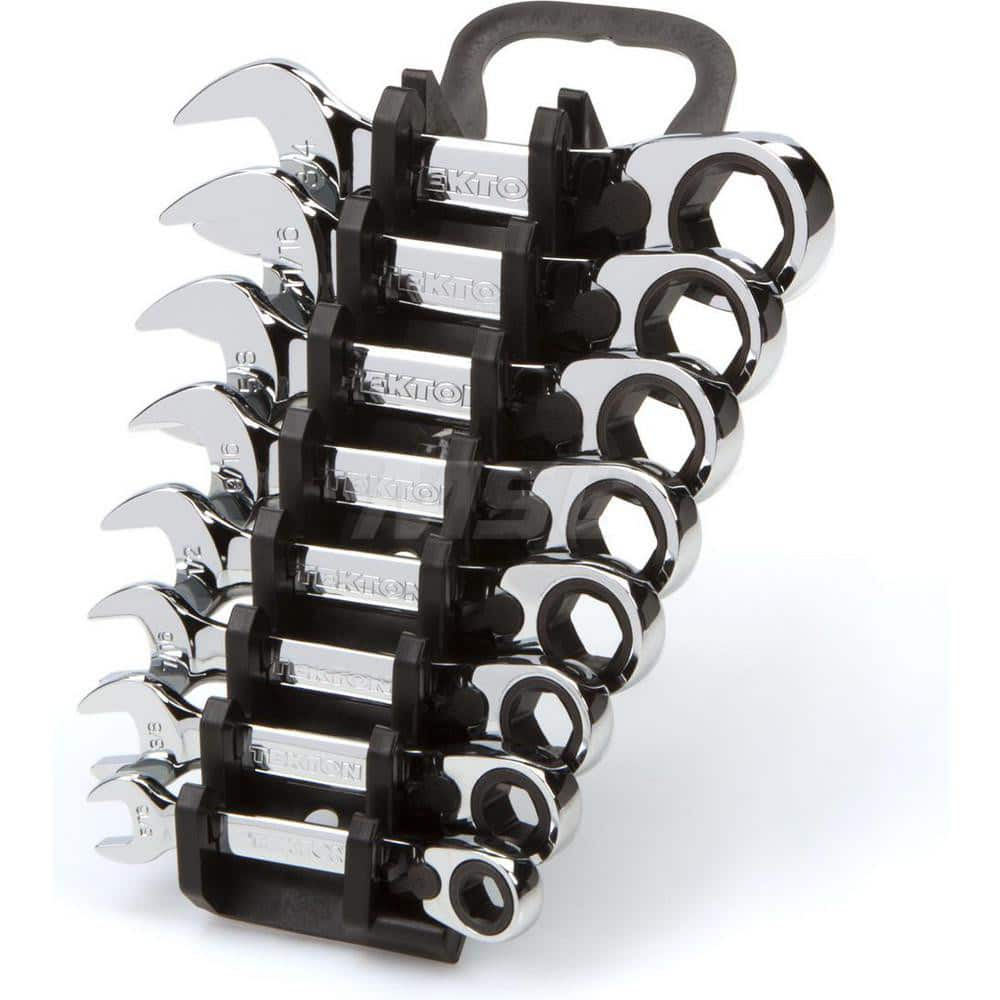 Wrench Set: 8 Pc, Inch Chrome-Plated