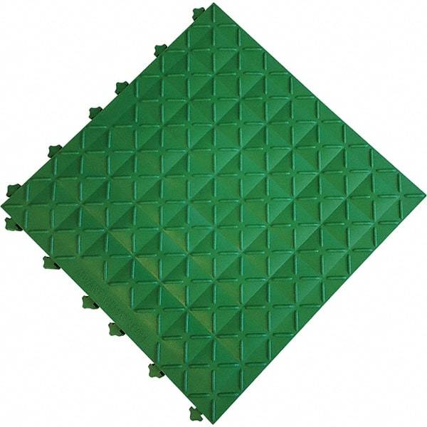 Ergo Advantage - 18" Long x 18" Wide x 1" Thick, Anti-Fatigue Modular Matting Anti-Fatigue Flooring - 2 Interlocking Sides, Green, For Dry Areas - Eagle Tool & Supply