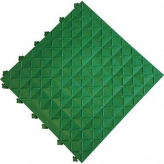 Ergo Advantage - 18" Long x 18" Wide x 1" Thick, Anti-Fatigue Modular Matting Anti-Fatigue Flooring - 2 Interlocking Sides, Green, For Dry Areas - Eagle Tool & Supply