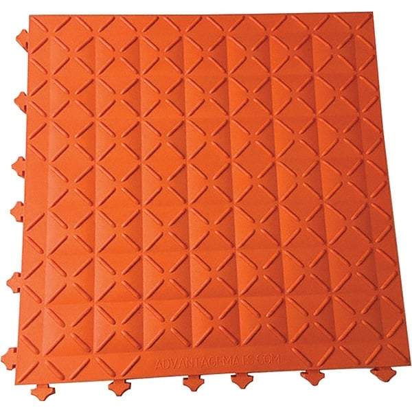 Ergo Advantage - 18" Long x 18" Wide x 1" Thick, Anti-Fatigue Modular Matting Anti-Fatigue Flooring - 2 Interlocking Sides, Orange, For Dry Areas - Eagle Tool & Supply