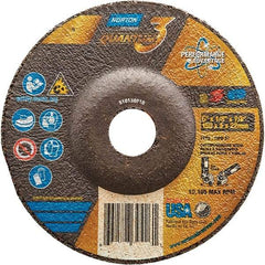 Norton - 24 Grit, 6" Wheel Diam, 1/8" Wheel Thickness, 7/8" Arbor Hole, Type 27 Depressed Center Wheel - Coarse Grade, Ceramic, Resinoid Bond, 10,185 Max RPM - Eagle Tool & Supply