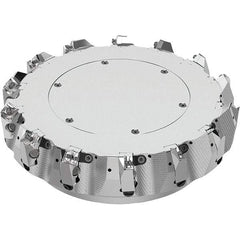 Seco - 10" Cut Diam, 2-1/2" Arbor Hole, 0.236" Max Depth of Cut, 48° Indexable Chamfer & Angle Face Mill - 14 Inserts, SN.. Insert, Right Hand Cut, 14 Flutes, Through Coolant, Series R220.54 - Eagle Tool & Supply