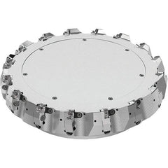 Seco - 12-1/2" Cut Diam, 2-1/2" Arbor Hole, 0.315" Max Depth of Cut, 71° Indexable Chamfer & Angle Face Mill - 16 Inserts, SN.. Insert, Right Hand Cut, 16 Flutes, Through Coolant, Series R220.56 - Eagle Tool & Supply