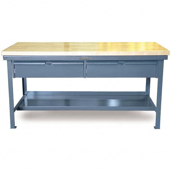 Strong Hold - Stationary Work Benches, Tables Type: Work Table with Drawer Top Material: 7 Gauge Steel - Eagle Tool & Supply