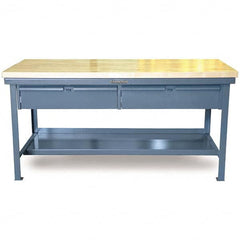 Strong Hold - Stationary Work Benches, Tables Type: Work Table with Drawer Top Material: 7 Gauge Steel - Eagle Tool & Supply