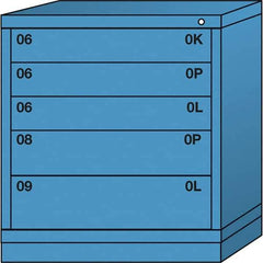 Lyon - 5 Drawer, Standard Bench Height - Single Drawer Access Cabinet - Steel, 30" Wide x 28-1/4" Deep x 33-1/4" High, Wedgewood Blue - Eagle Tool & Supply