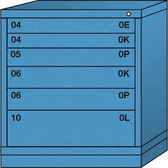 Lyon - 6 Drawer, Standard Bench Height - Multiple Drawer Access Cabinet - Steel, 30" Wide x 28-1/4" Deep x 33-1/4" High, Wedgewood Blue - Eagle Tool & Supply