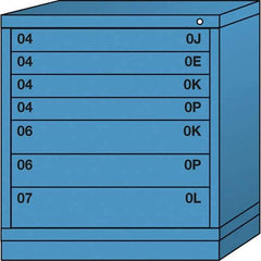 Lyon - 7 Drawer, Standard Bench Height - Multiple Drawer Access Cabinet - Steel, 30" Wide x 28-1/4" Deep x 33-1/4" High, Wedgewood Blue - Eagle Tool & Supply