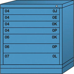 Lyon - 7 Drawer, Standard Bench Height - Single Drawer Access Cabinet - Steel, 30" Wide x 28-1/4" Deep x 33-1/4" High, Wedgewood Blue - Eagle Tool & Supply