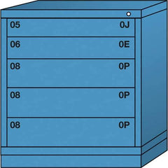 Lyon - 5 Drawer, Standard Bench Height - Single Drawer Access Cabinet - Steel, 30" Wide x 28-1/4" Deep x 33-1/4" High, Wedgewood Blue - Eagle Tool & Supply
