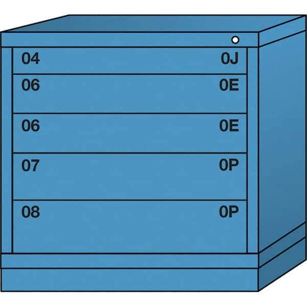 Lyon - 5 Drawer, Standard Table Height - Multiple Drawer Access Cabinet - Steel, 30" Wide x 28-1/4" Deep x 30-1/8" High, Wedgewood Blue - Eagle Tool & Supply