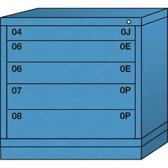 Lyon - 5 Drawer, Standard Table Height - Single Drawer Access Cabinet - Steel, 30" Wide x 28-1/4" Deep x 30-1/8" High, Wedgewood Blue - Eagle Tool & Supply