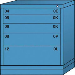 Lyon - 5 Drawer, Standard Bench Height - Multiple Drawer Access Cabinet - Steel, 30" Wide x 28-1/4" Deep x 33-1/4" High, Wedgewood Blue - Eagle Tool & Supply