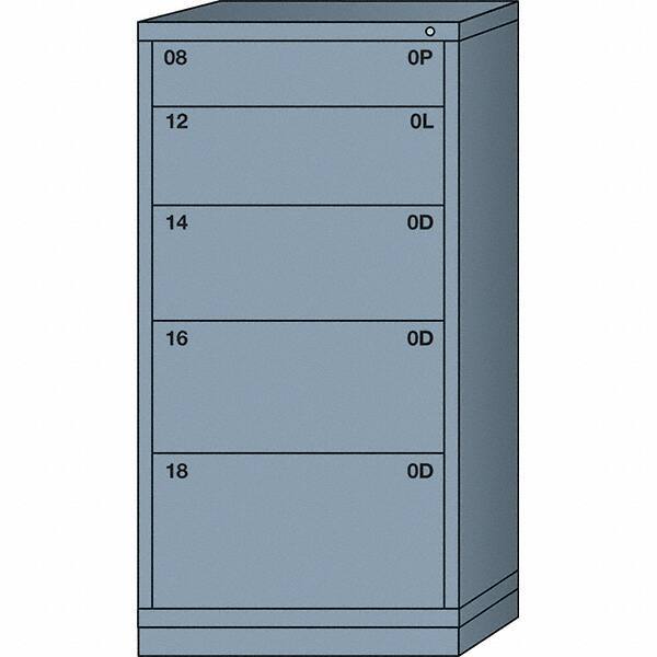 Lyon - 5 Drawer, Standard Eye-Level - Multiple Drawer Access Cabinet - Steel, 30" Wide x 28-1/4" Deep x 59-1/4" High, Dove Gray - Eagle Tool & Supply