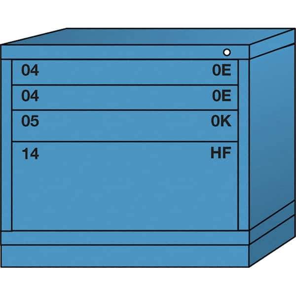Lyon - 4 Drawer, Standard Desk Height - Single Drawer Access Cabinet - Steel, 30" Wide x 28-1/4" Deep x 26-7/8" High, Wedgewood Blue - Eagle Tool & Supply